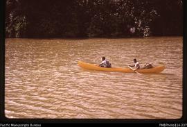 'Crossing the Wairaha River by canoe, Makira Island (Cristobal)'