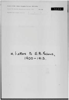 Letters to S. B. Fellows