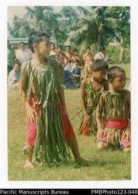 Group dancing at the district Methodist Sunday School marching competition. Gataivai, Savaii