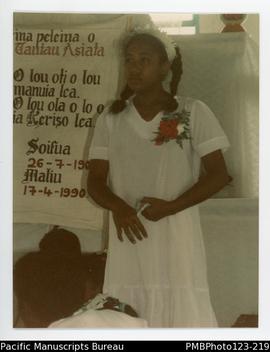 Faaolo during Lotu Tamaiti (White Sunday) at the Vaega Methodist Church, Savaii