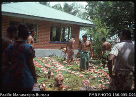 Distribution of food gifts to visitors, Upolu, Samoa
