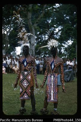 [? Painted dancers from north-eastern Malekula. Naleng.]