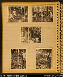 Photograph album, page 6: Nako, preparing to plant; appealing to garden spirits, Valasi, Guadalcanal