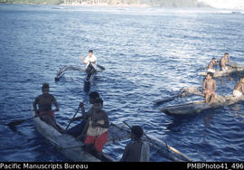Canoes at ships side, Taumako, Duff Islands.