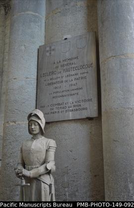 Commemorative plaque in memory of Marshal Leclerc (1902 – 1947), a native from the Somme departme...
