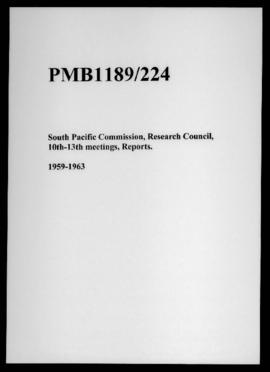 South Pacific Commission, Research Council, 10th-13th meetings, Reports.