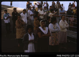 'Tongans on Vuna Wharf, Nuku'alofa, farewelling the MV Olovaha, Tonga'
