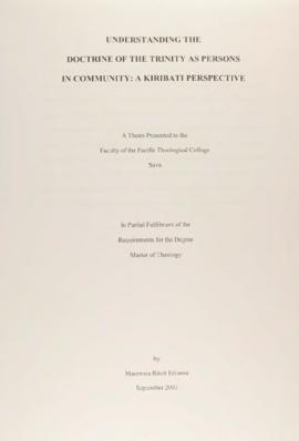 Understanding the Doctrine of the Trinity as Persons in Community: A Kiribati Perspective
