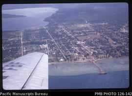 'Aerial view of central area of Nuku'alofa with Vuna Wharf and Mala'e Panga, Tonga'