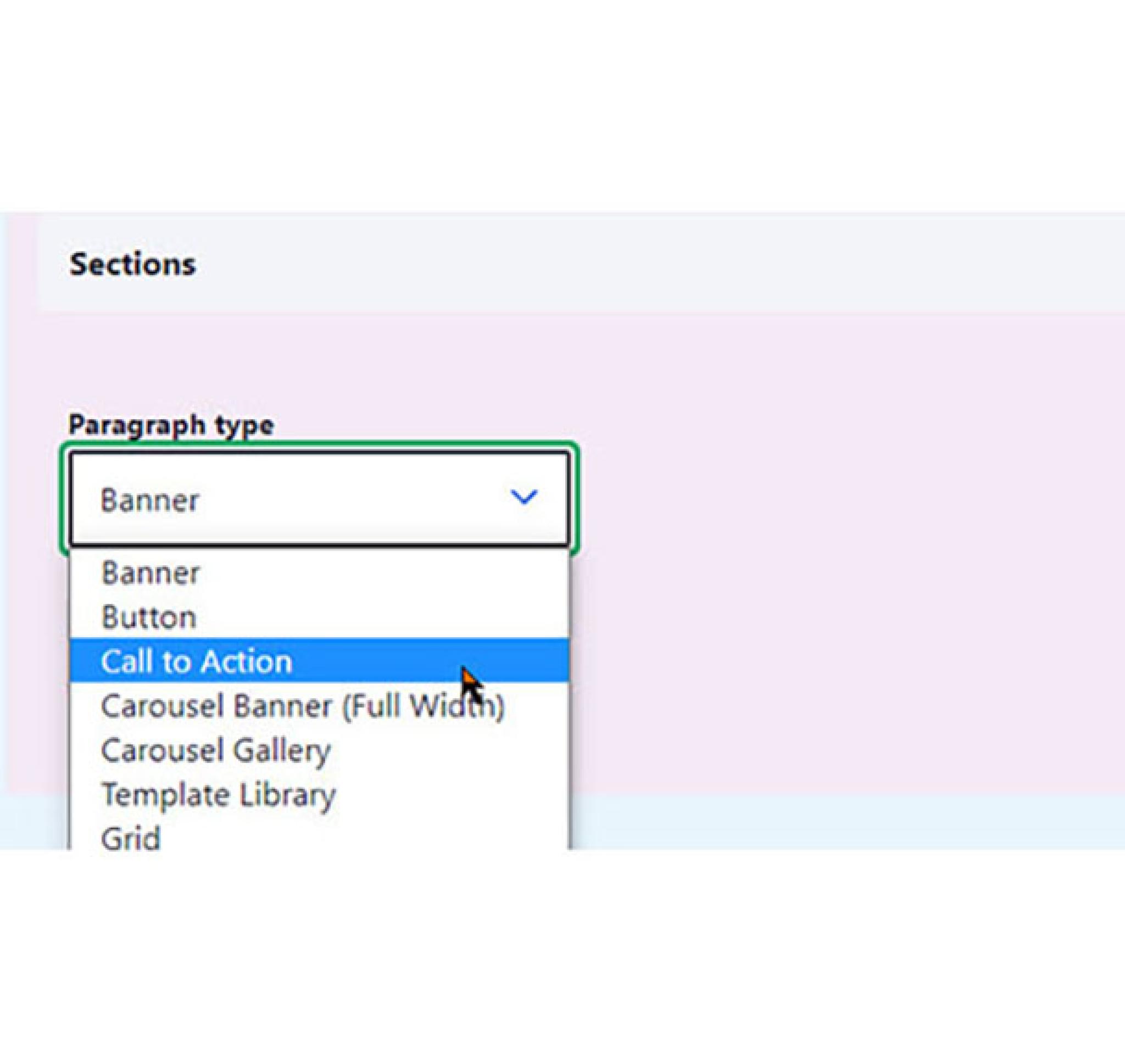 Paragraph type dropdown