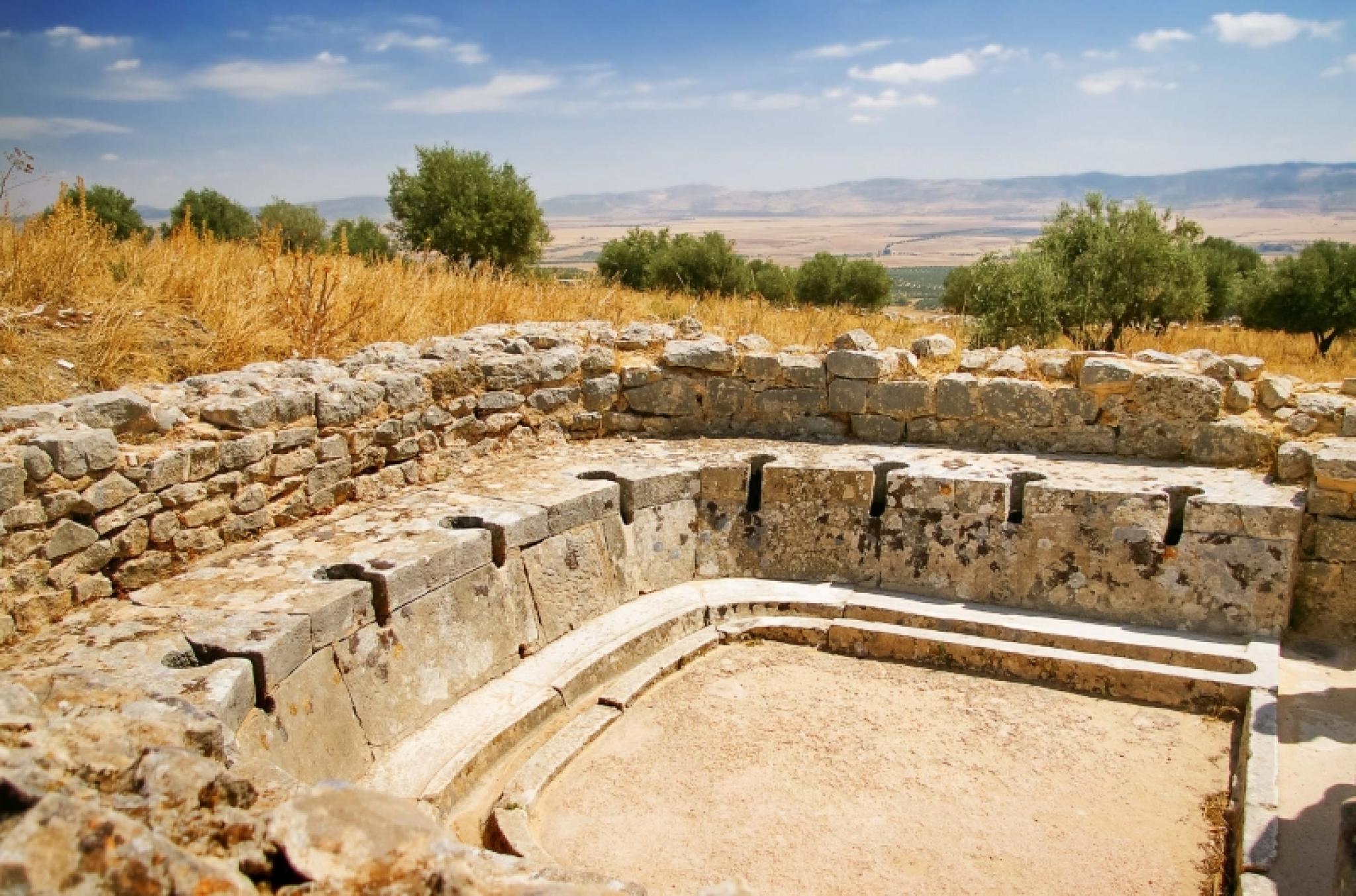bank of ancient stone toilets