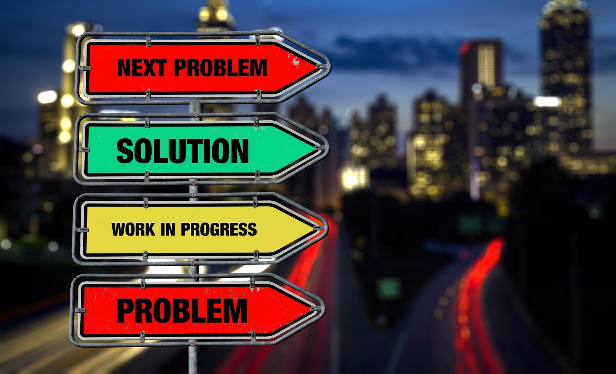 Image credit: Image of flowchart of problem solving steps illustrated as road signs from maxpixel