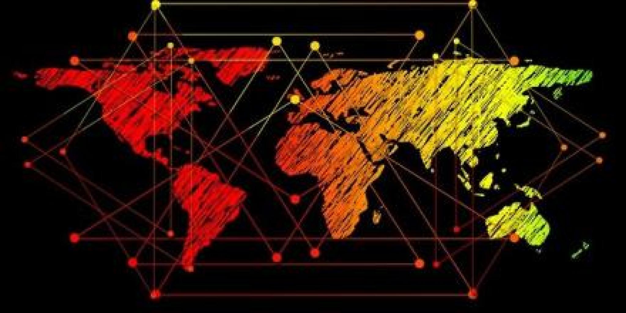 Abstract image of a networked map of Earth by geralt at Pixabay (Free to use under Pixabay licence)