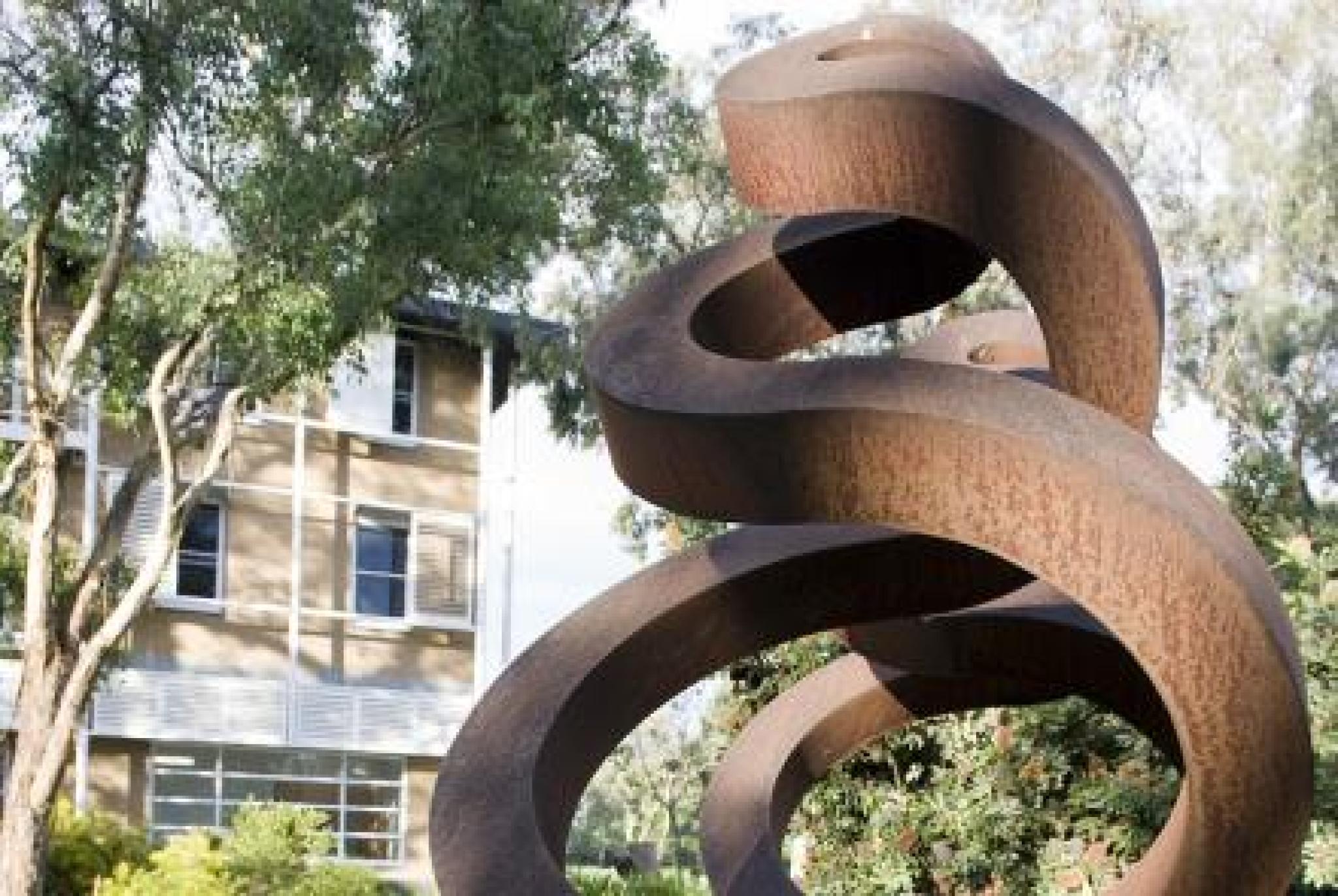 Image: Guardians Sculpture outside RegNet Building (ANU)