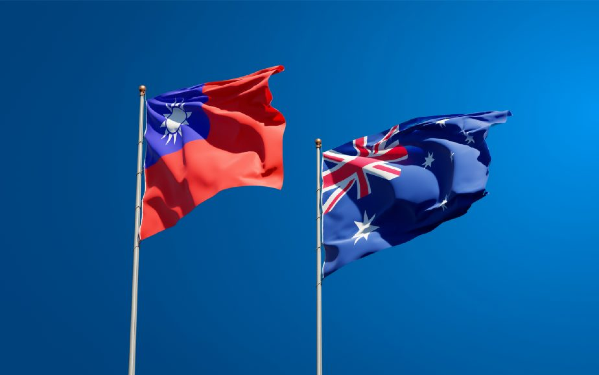 National state flags of Australia and Taiwan together