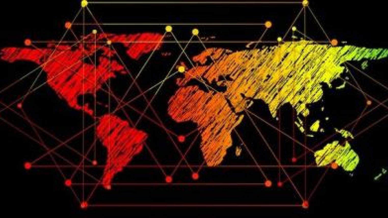 Abstract image of a networked map of Earth by geralt at Pixabay (Free to use under Pixabay licence)