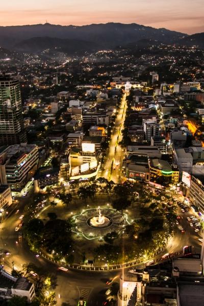 Panorama of Cebu city in sunset, Philippines